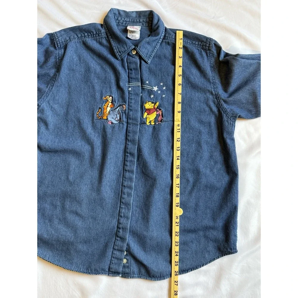 Vintage Style Disney Pooh Denim Shirt Womens XL Embroidered Tigger Eeyore Piglet - Picture 6 of 13